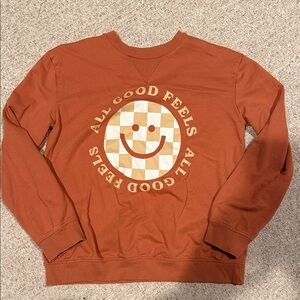 Boys Rust Sweater with Smiley Graphic